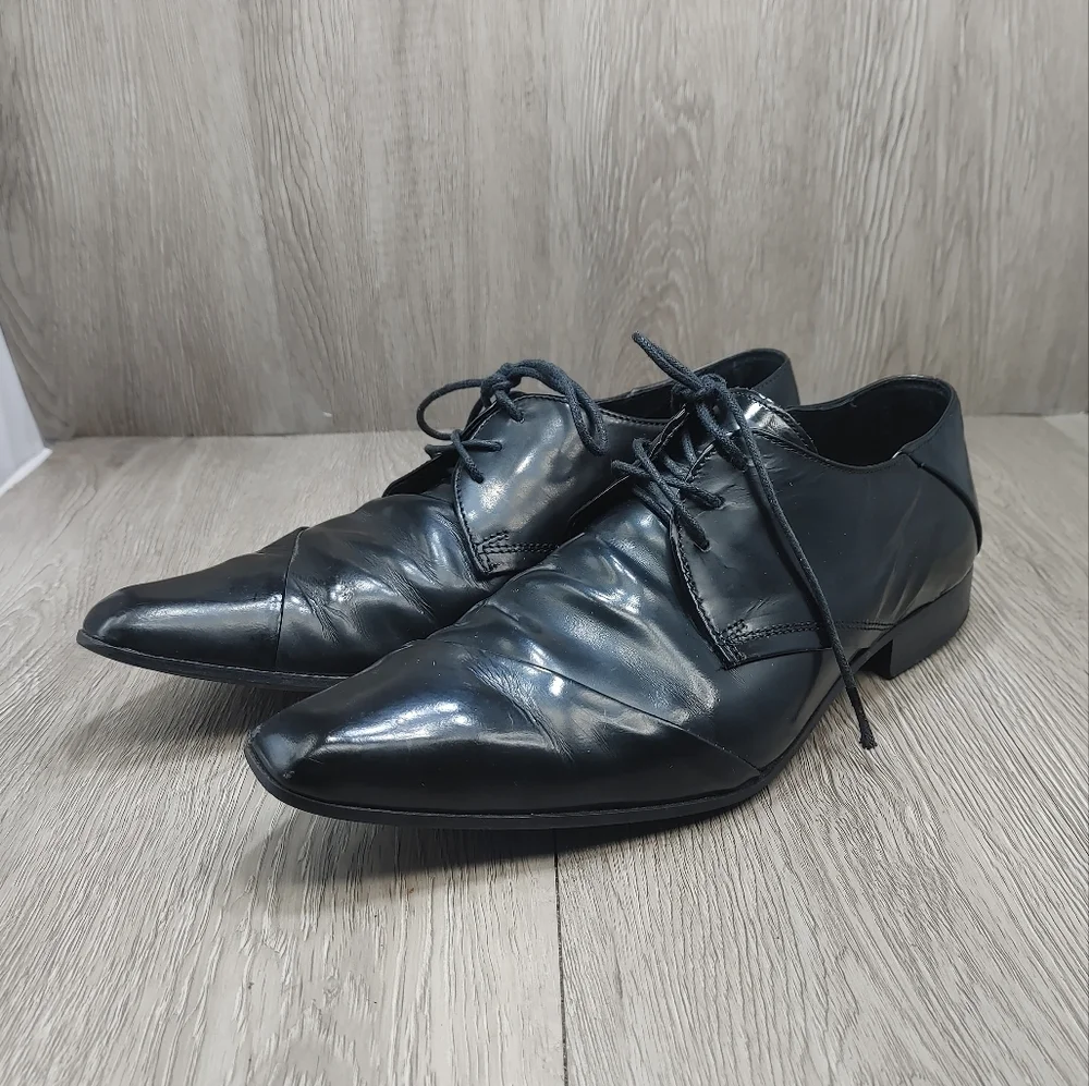 Aldo Oxford Shoes Lace Up Black Wrap Pointed Almond Toe EU 41 US‎ 8 Derby